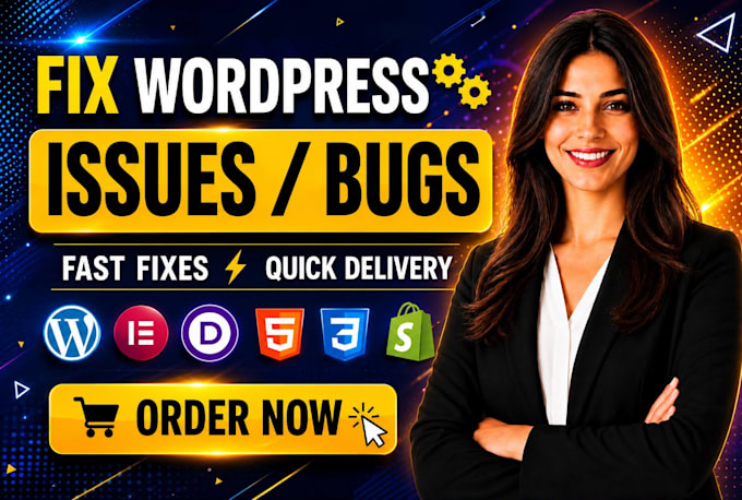 fix wordpress bugs, elementor errors, shopify issues with expert help
