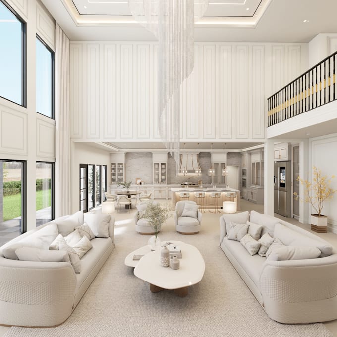 do living room interior design and rendering