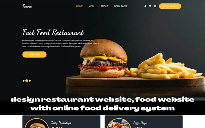 Design restaurant website, food website with online food delivery ...