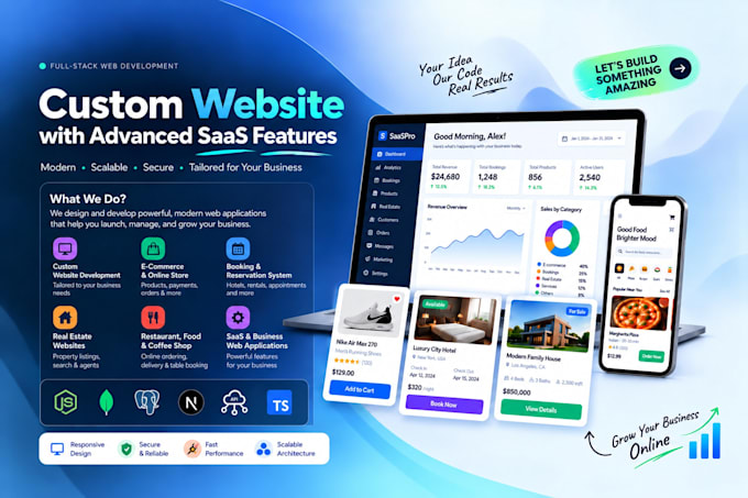develop a custom website with advanced saas features