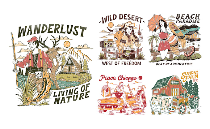 create vintage design for tshirt clothing and illustration