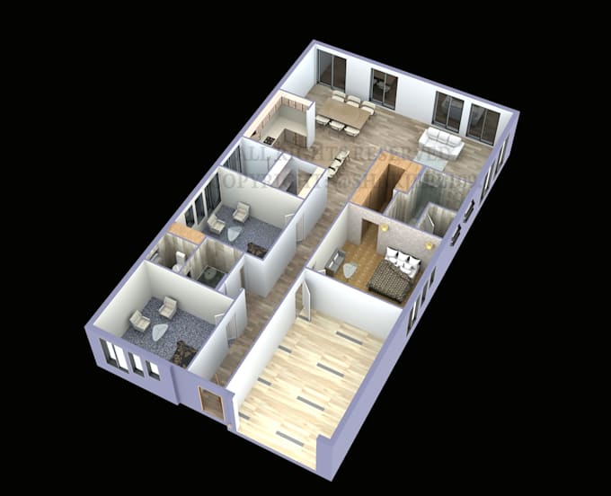 make 3d floor plan and render it