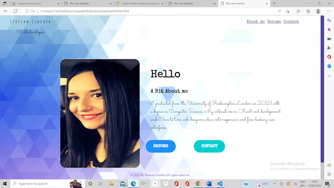 Design a resume website using html and css by Stoicanclaudia | Fiverr