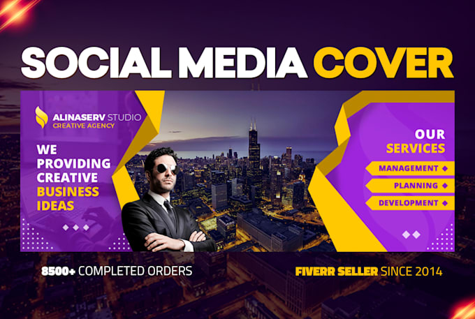 design facebook cover, youtube, twitter, or instagram