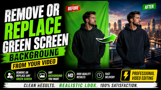 remove or replace green screen background from your video