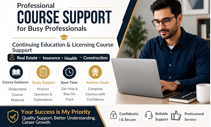 provide support for mortgage, real estate, insurance, ce, and compliance courses