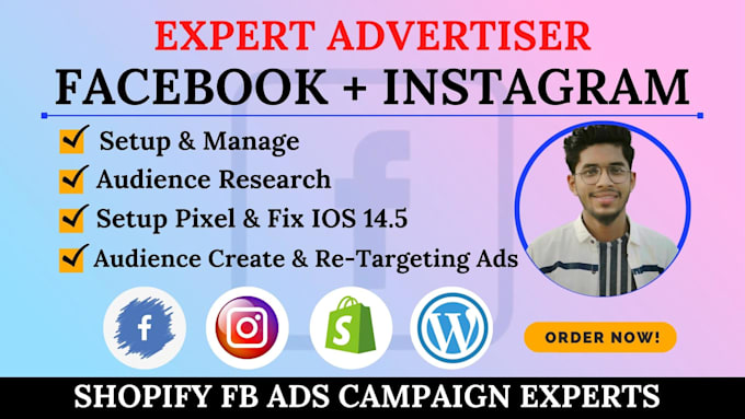 setup facebook and instagram ads and shopify fb ads campaign