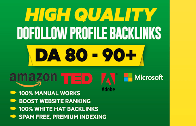manually create 100 high da90 plus, pr9 dofollow SEO profile backlinks