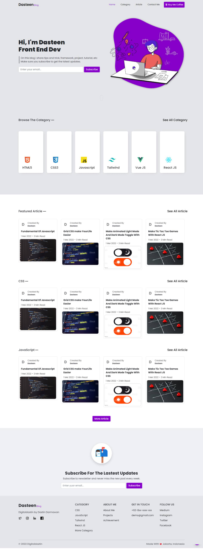 Create frontend website with html, css, javascript by Fatahnoer | Fiverr