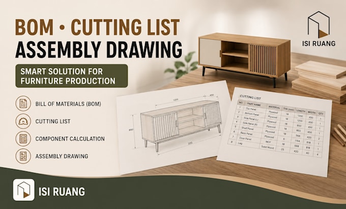 create furniture cutting list and bill of materials