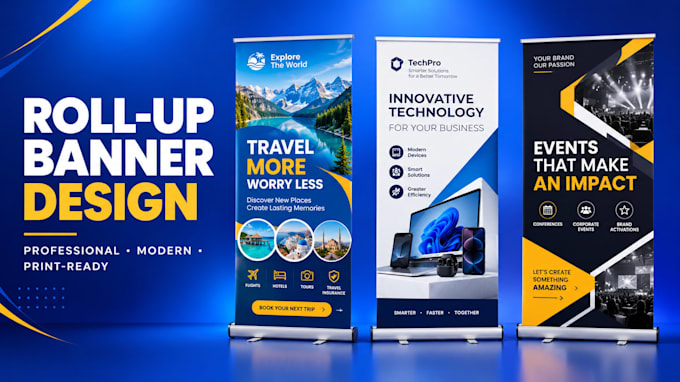 design catchy roll up banner and pop up banner