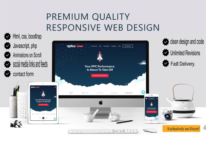Design and develop a responsive html css javascript website by ...