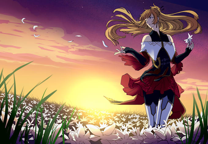 draw fantasy illustrations and characters in manga style