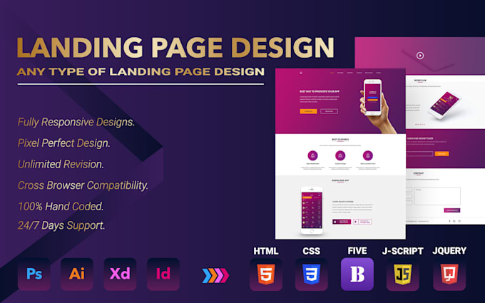 Do responsive html landing page design by Frontenddevel | Fiverr