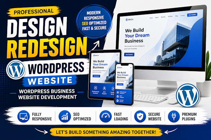 do design redesign wordpress website, wordpress business website development