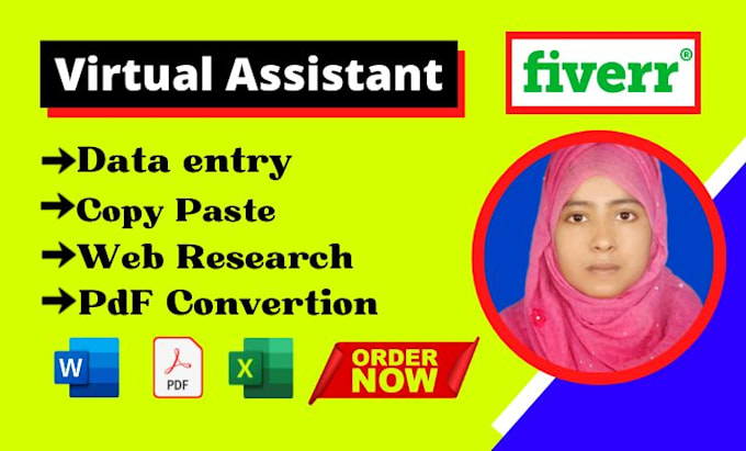be your virtual assistant for data entry copy paste and web research