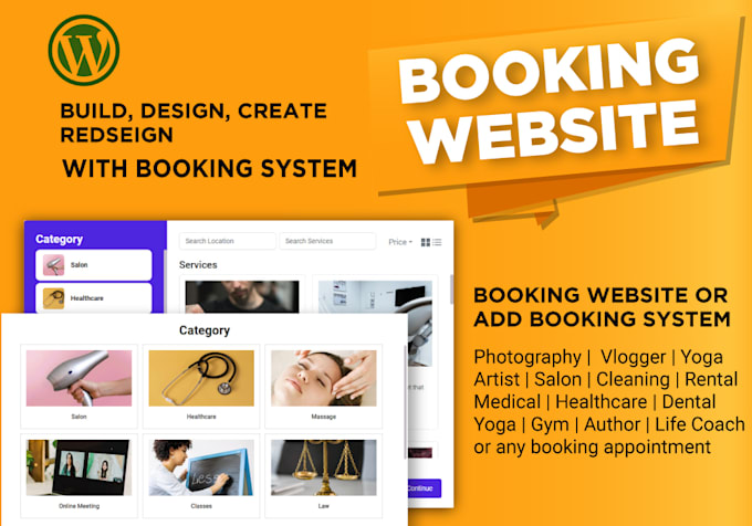 build a wordpress website with a booking system or create an appointment website