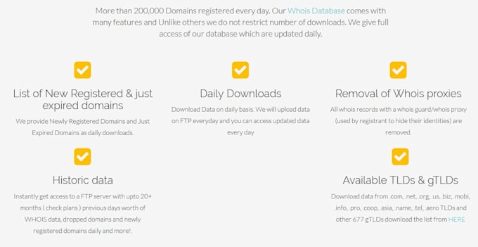 provide whois database daily update ftp download for 1 month