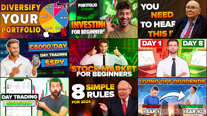 create trading, investing thumbnails eyecatching