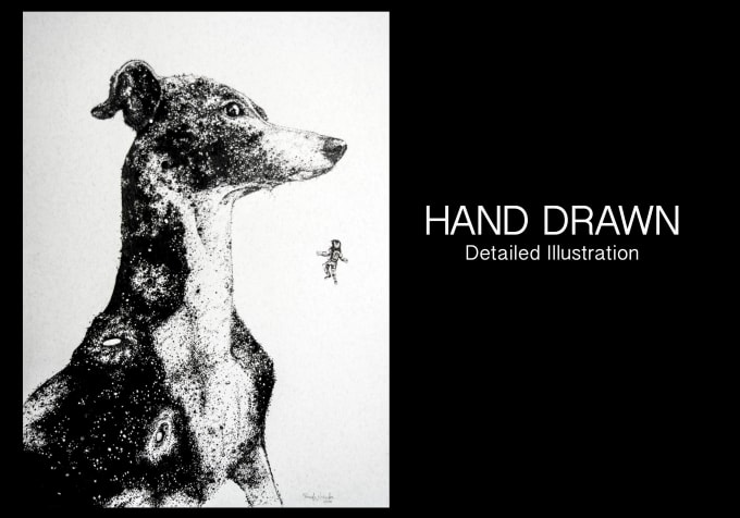 Do ink drawing of dogs by Priscilaurdiale Fiverr