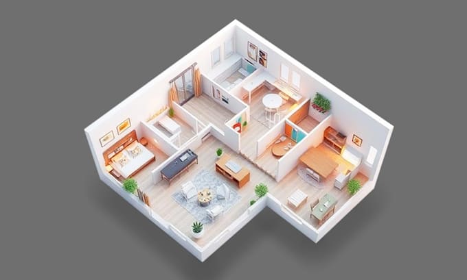 do attractive and realistic 3d floor plan rendering