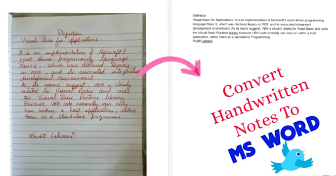 type your handwritten notes onto word