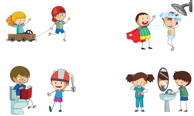 design stickman, stick figure illustrations doodle  art style
