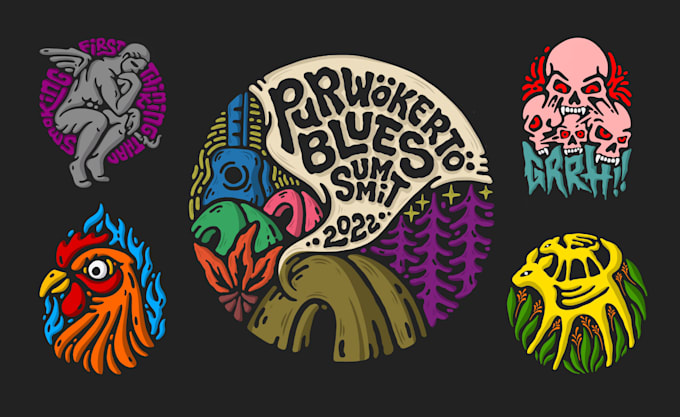 create hand drawn flat illustration for clothing and apparel