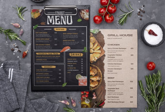 Do menu design,food flyer,restaurant menu,price list for you by Pm ...