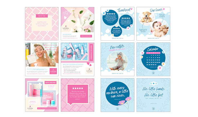 Create 6 social media post templates in canva by Clarebearprints | Fiverr