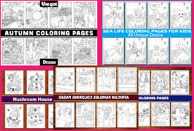 make kids and adults coloring book interior pages