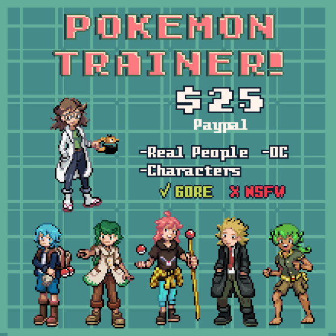 Draw you, oc, character in pokemon trainer style by Hbkaze Draw you, oc, character in pokemon trainer style by Hbkaze