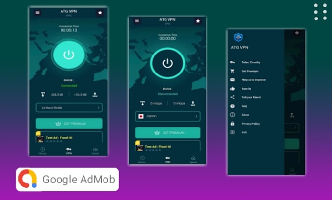 create professional vpn android app for admob and fb ads