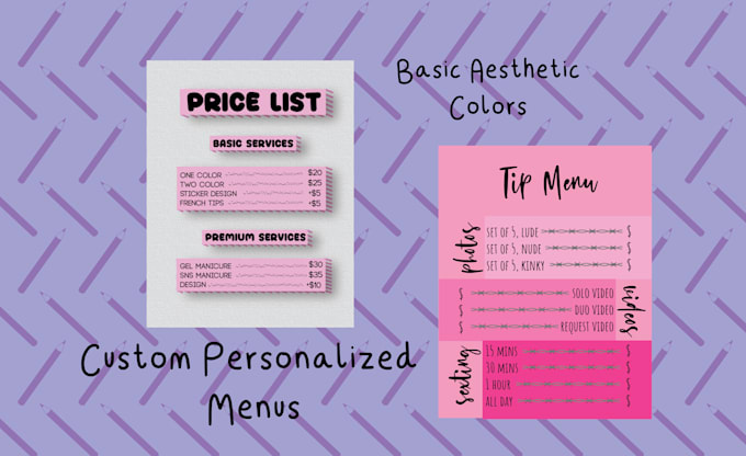 Visual Service Menu Create a custom service menu for your business by Roxrrgraphix | Fiverr
