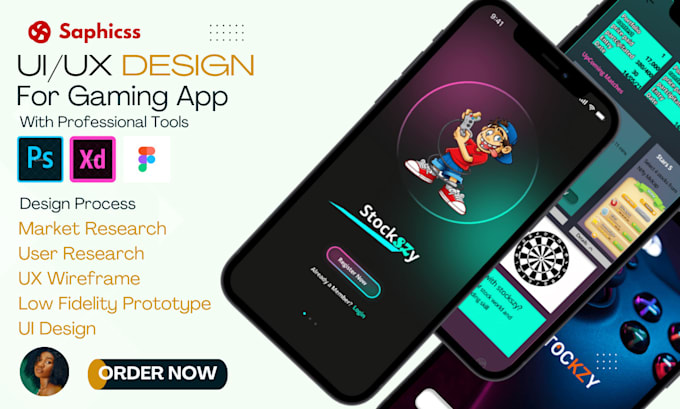 do uiux design mobile app UI design gaming app on figma