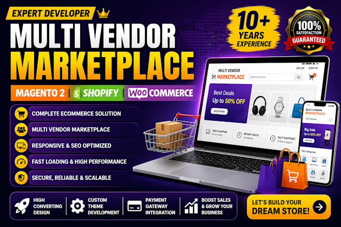 build magento 2 multi vendor marketplace, shopify, woocommerce