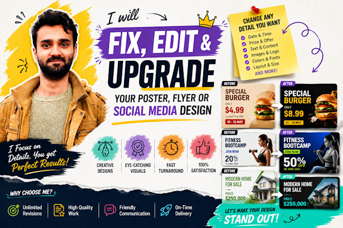 edit your flyer, brochure, and advertising post within 24hrs