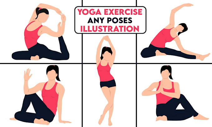 draw amazing yoga, fitness, workout, exercise any pose illustration