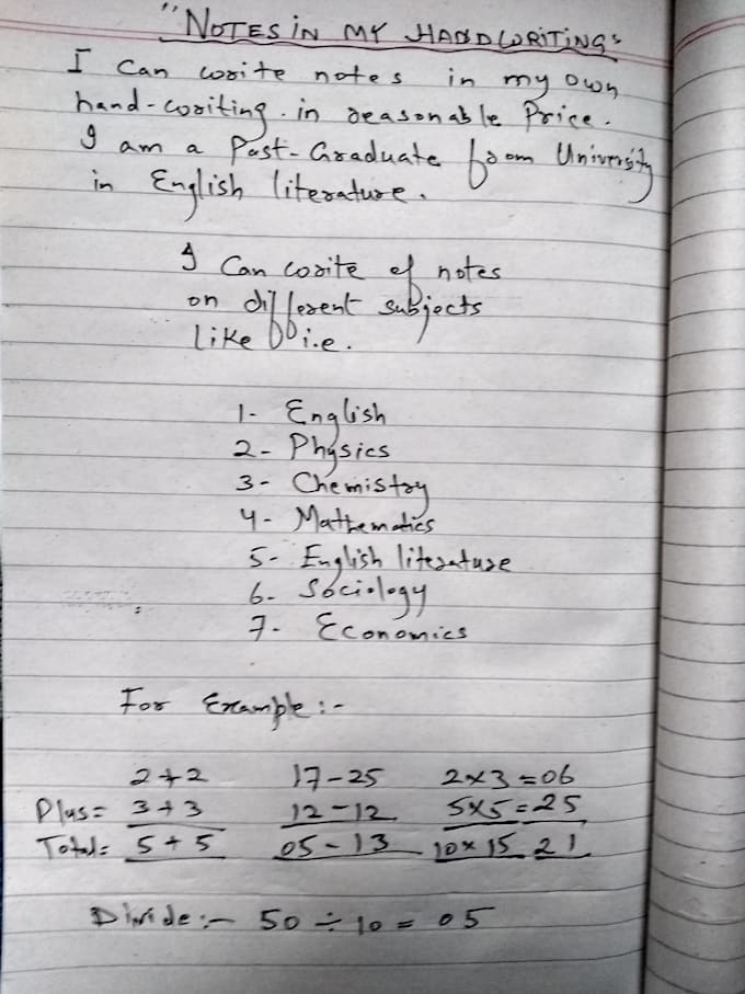 Write notes in my own hand writing by Mshah99999 | Fiverr