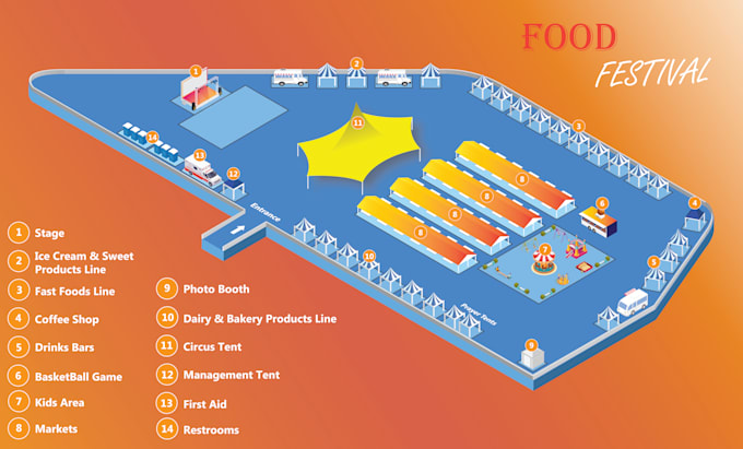 draw amazing vector or isometric festival map illustrations
