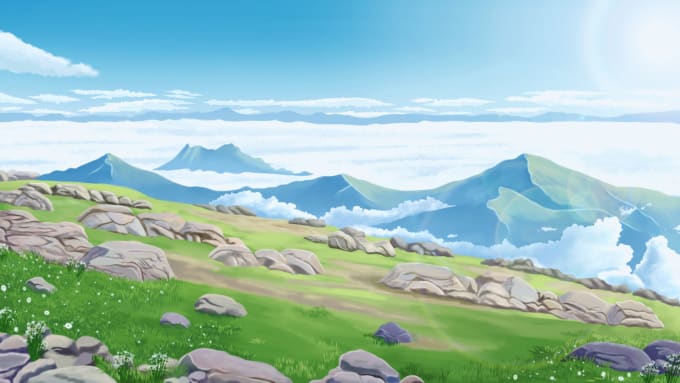 Beauty landscape anime with park Royalty Free Vector Image