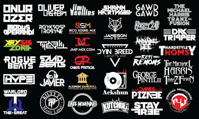 do dj, lettering ,pop ,rock ,edm ,music producer logo