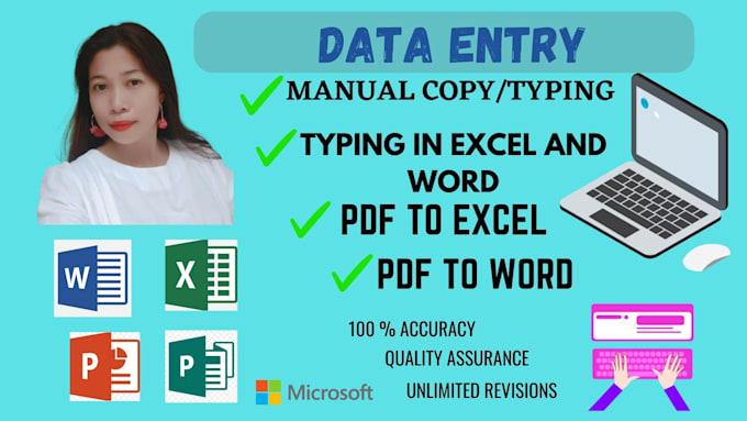 do excel data entry, microsoft,pdf to word manual typing,
