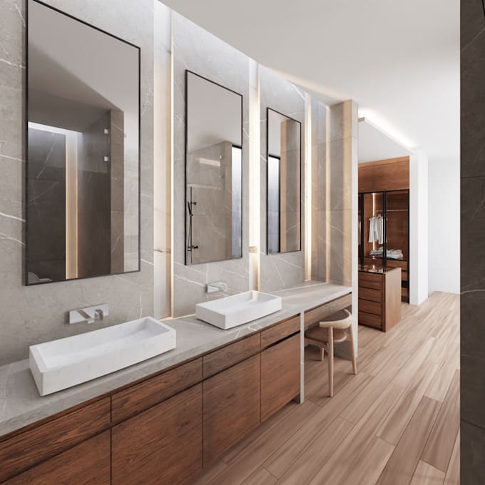 Review! I will do a realistic 3d interior rendering  for $20