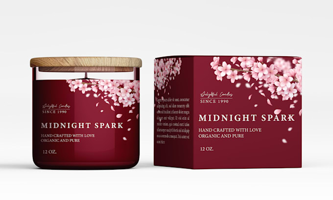 do luxury candle label design, product label, and packaging design