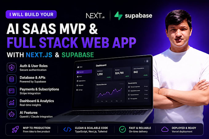 build your ai saas mvp and full stack web app with nextjs and supabase