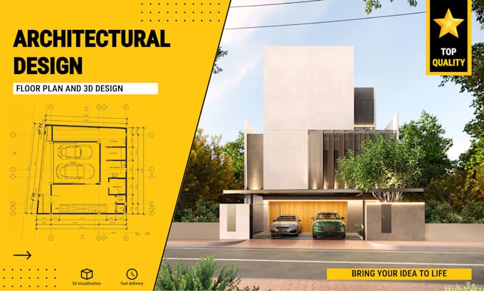 create architectural design with floor plans and 3d
