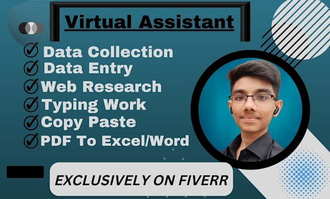 be your virtual assistant for data entry, copy paste, typing works