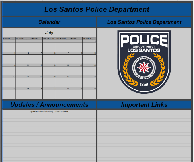 Fivem Police Roster Template 2023 Template Printable