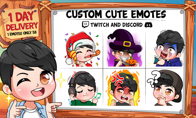 create custom cute chibi emotes for twitch, and discord